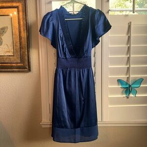EUC BCBG Maxazria Satin Blue Dress size small
